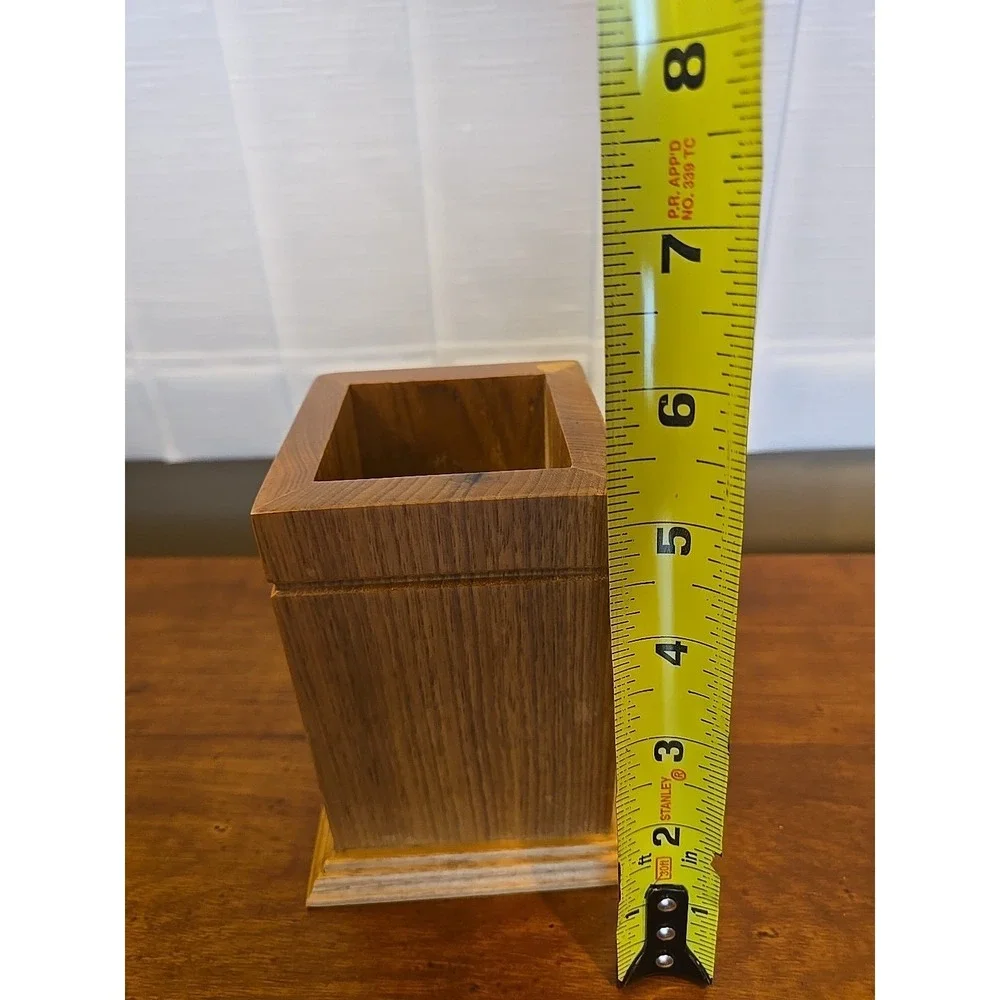 Vtg Wooden Wood Caddy Pencil Holder Container 5 1/4